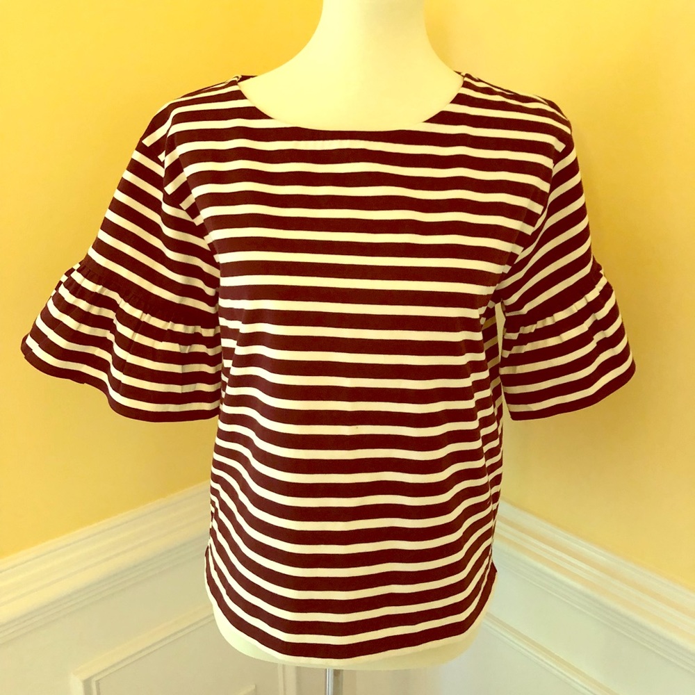 J Crew big ruffle 3/4 sleeve shirt